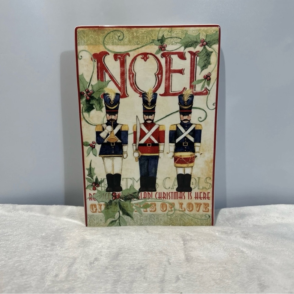 Christmas Tray Noel 3 Nutcrackers, 9x6,Certified International, Susan Winger.